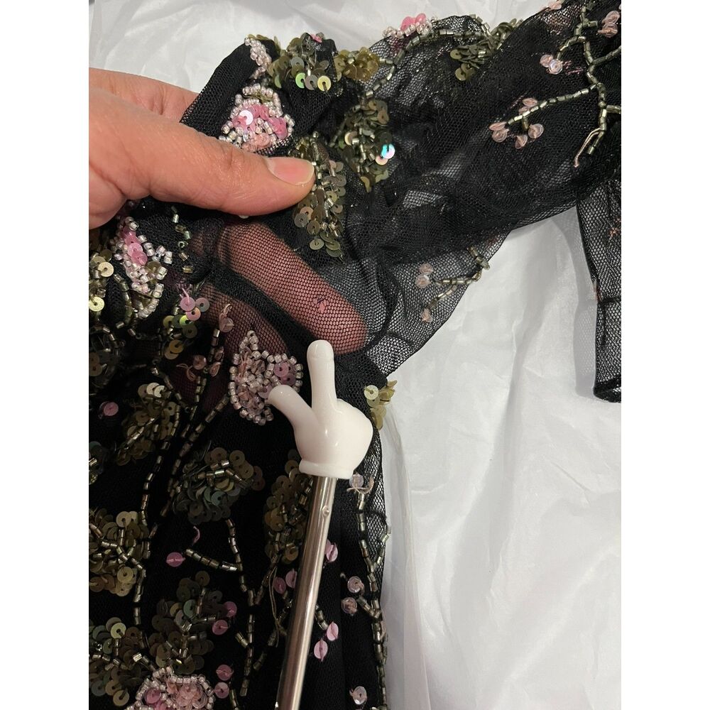 VTG Y2K Beaded Sweetheart Corset with Pink Roses and Fairy Sleeves Sz 6 - Picture 10 of 10